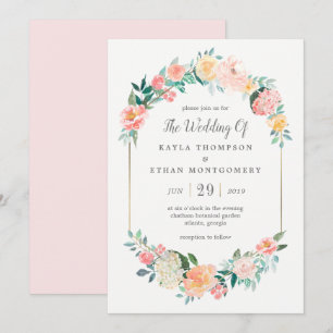Errötende Florale Hochzeitseinladung Einladung