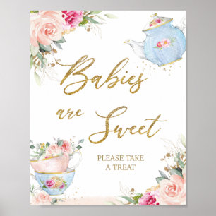 Errötende Florale Teeparty-Babys sind Süß Nimm Lec Poster