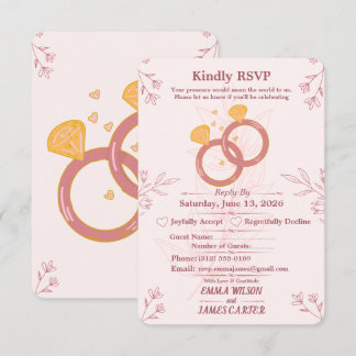 Errötende Florale Verlobungs-RSVP-Karte Editierbar RSVP Karte