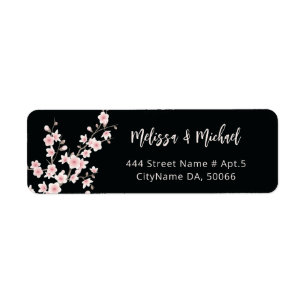 Errötende Kirschblüten Schwarz   Hochzeitsetikett