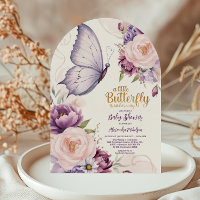 Errötende Lila Florale Schmetterlings-Baby-Party