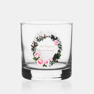 Errötende Romanze: Brautdusche mit rosa Rosen Whiskyglas