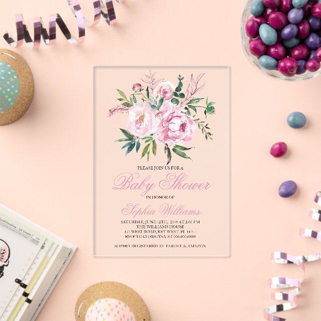 Errötende rosa Baby Shower Einladung (Insitu (Feier))