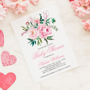 Errötende rosa Babyparty-Einladung Einladung
