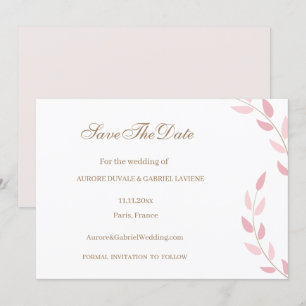 Errötende rosa Blätter Herbst Save the Date Hochze Einladung