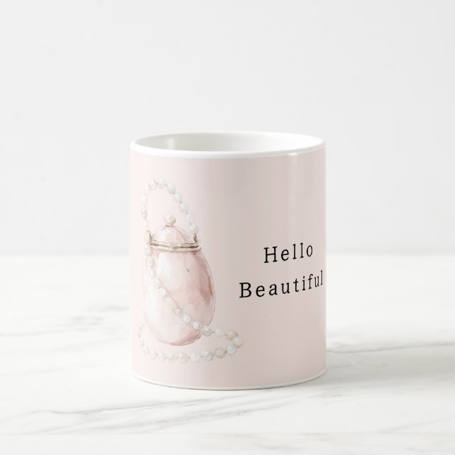Errötende Rosa Handtasche Perlen Kaffeetasse (Mittel)