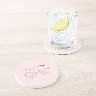 Errötende rosa Herz-Sonnenbrille Zitat Getränkeuntersetzer