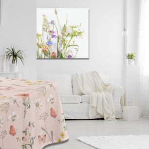 Errötende Rosa Pfirsich Wildblume Tischdecke