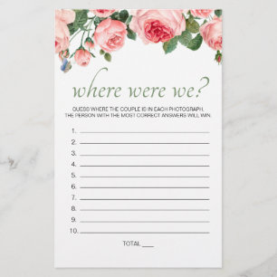 Errötende rosa Rosen-Blumen-Spiel Wo waren wir Flyer