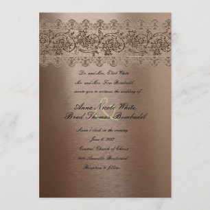 Errötende rosa Vintage-Spitze Hochzeitseinladung Einladung