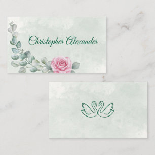 Errötende Rose & Eukalyptus Hochzeitsplatzkarte Platzkarte