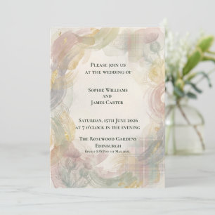 Errötende Rose Floral Gold Sechseck Romantisch Sch Einladung