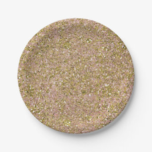 Errötende Rose Pink & Gold Glam Glitter Party Funk Pappteller