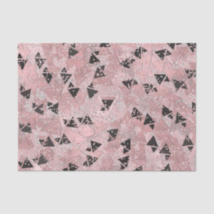 Errötende Rose Rosa Gold & Schwarz Dreiecke Muster Seidenpapier