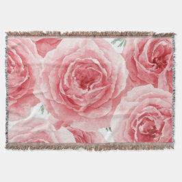 Errötende Rosen Aquarell Blumen Rosa Blütenmuster Decke