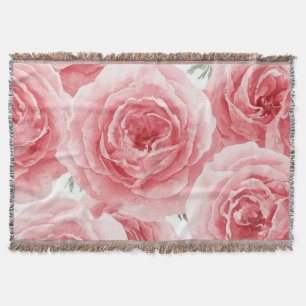 Errötende Rosen Aquarell Blumen Rosa Blütenmuster Decke