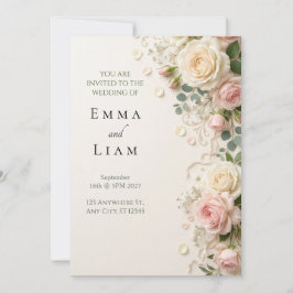 Errötende Rosen-Garten-Rand-Hochzeitseinladung Einladung