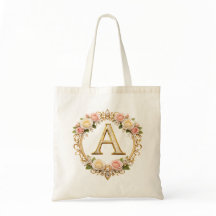 Errötende Rosen Gold Florales Monogramm Buchstabe