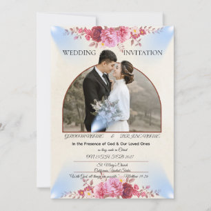 Errötende Rosen Kirchenhochzeitskarte Einladung