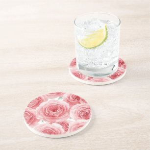 Errötende Rosen Wasserfarben Floral Rosa Blütenbla Getränkeuntersetzer