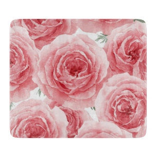 Errötende Rosen Wasserfarben Floral Rosa Blütenbla Schneidebrett