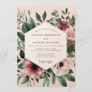 Errötende Salbei-Anemone-Hochzeit Einladung