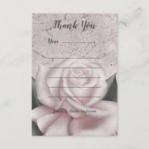 Errötende Weiße Rose Glam Modern Marmor Shabby Chi Dankeskarte