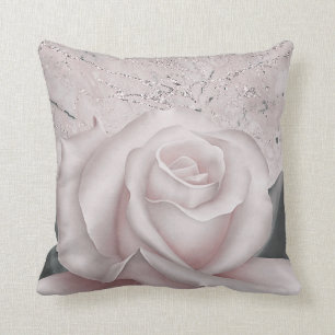 Errötende Weiße Rose Glam Moderner Marmor Shabby C Kissen