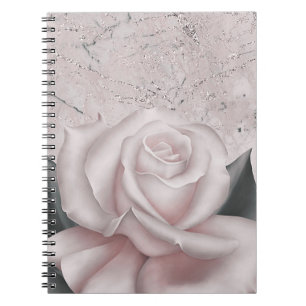 Errötende Weiße Rose Glamour Moderne Marmor Shabby Notizblock