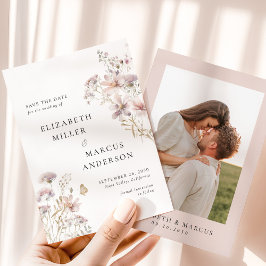 Errötende Wildblumen Boho-Garten Hochzeit Save the Date