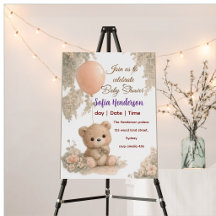 Errötender Bär Sanfte Wasserfarbe floral Babyparty