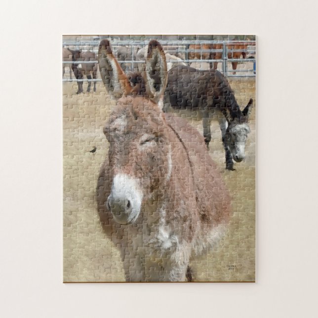 Errötender Burro u. wilde Vögel - Tierliebhaber (Vertikal)