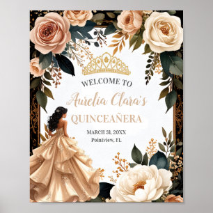Errötender Champagner Elfenbein Floral Prinzessin Poster