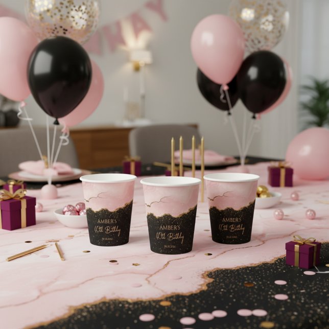 Errötender Champagner Gold Glitter Abstrakte Aquar Pappbecher (Von Creator hochgeladen)