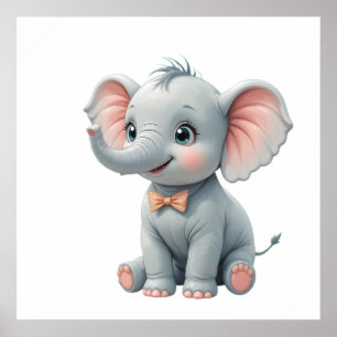 Errötender Elefant Poster für das Babyzimmer – Tie