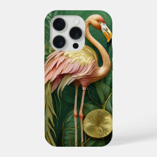 Errötender Flamingo Glänzendes Gold, Elegant iPhone 15 Pro Hülle
