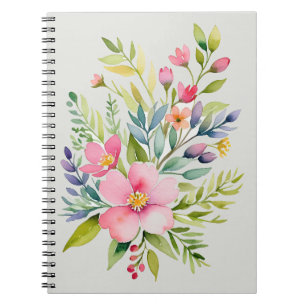 Errötender Garten-Aquarell-Blumenstrauß Notizblock