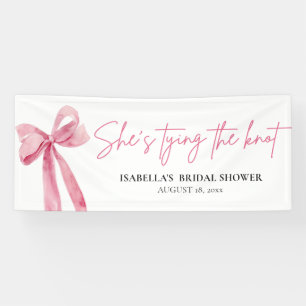 Errötender Rosa Schleife Sie heiratet Brautparty Banner