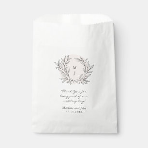Errötender Rustikaler Monogramm-Kranz Hochzeitsges Geschenktütchen