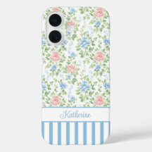 Errötendes Blau Wasserfarben Florales Monogramm