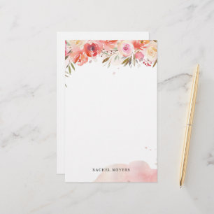Errötendes Blumenbouquet personalisierter Name Mon Briefpapier