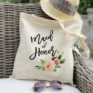 Errötendes florales Brautjungfer Hochzeitsgeschenk Tragetasche