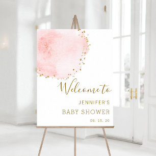 Errötendes Florales Gold Baby-Shower-Willkommenspo Poster