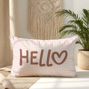 Errötendes Gingham-Mocha-Whimsy-Herz-Hallo Lendenkissen