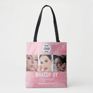 Errötendes Korallenrosa Makeup Studio Foto Logo Tasche