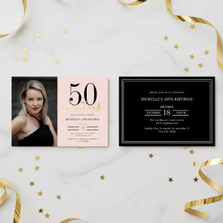 Errötendes Rosa 50 Und Fantastisch Foto Gold Folieneinladung