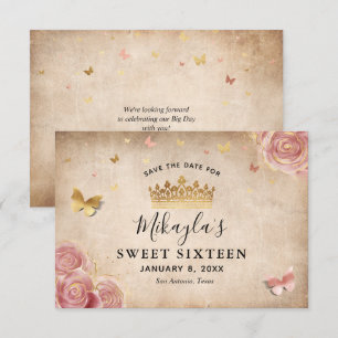 Errötendes Rosa Aquarell-Rose Gold Elegant Rette d Save The Date