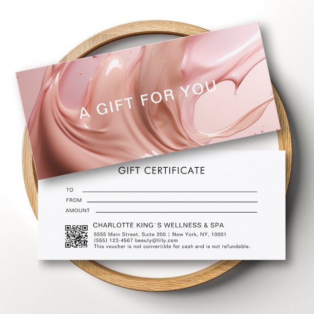 Errötendes Rosa-Beautysalon QR-Code-Geschenkgutsch (Blush Pink Beauty Salon QR Code Gift Certificate)