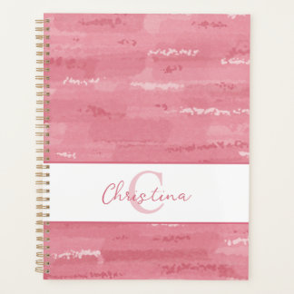 Errötendes Rosa Boho-Wasserfarben-Pinselstriche Planer