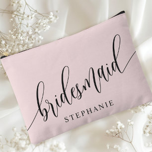 Errötendes Rosa Brautjungfer Moderne Kalligrafie Zubehörtasche